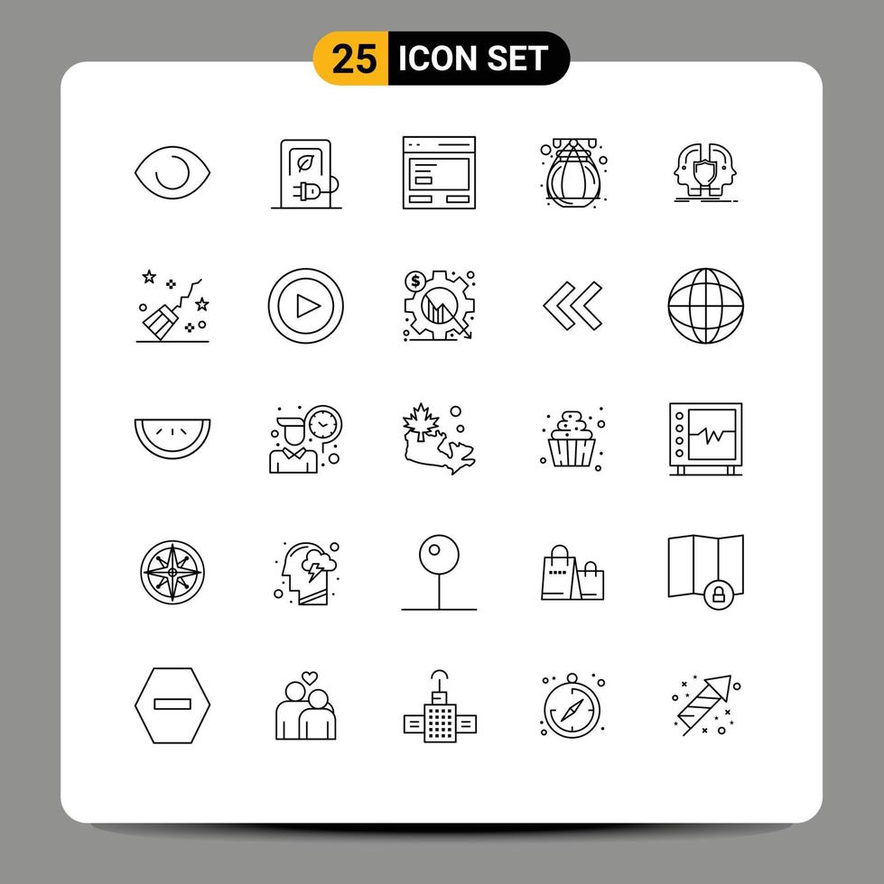 Set of 25 Commercial Lines pack for man pot vehicle india interface Editable Vector Design Elements