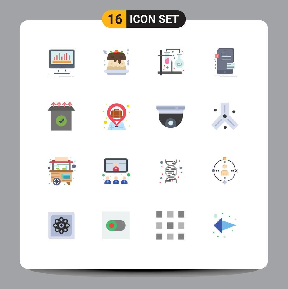 Group of 16 Flat Colors Signs and Symbols for developer mobile chemistry interface mix Editable Pack of Creative Vector Design Elements