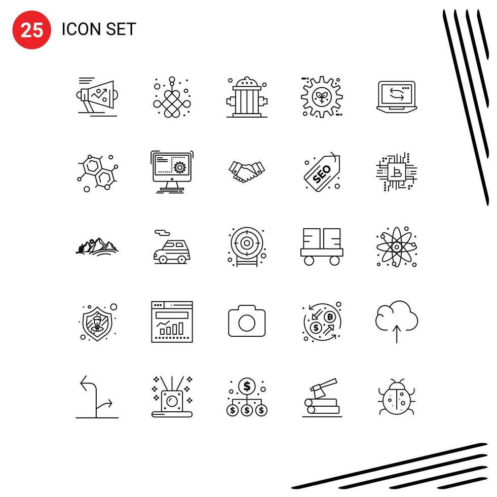 25 universal líneas conjunto para web y móvil aplicaciones ajuste engranaje año energía atuendo editable vector diseño elementos