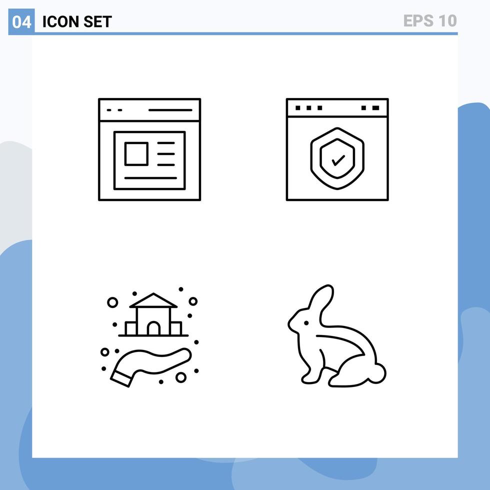 Set of 4 Modern UI Icons Symbols Signs for communication estate user interface property Editable Vector Design Elements