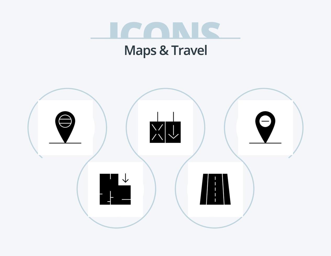 Maps and Travel Glyph Icon Pack 5 Icon Design. . reverse. vector