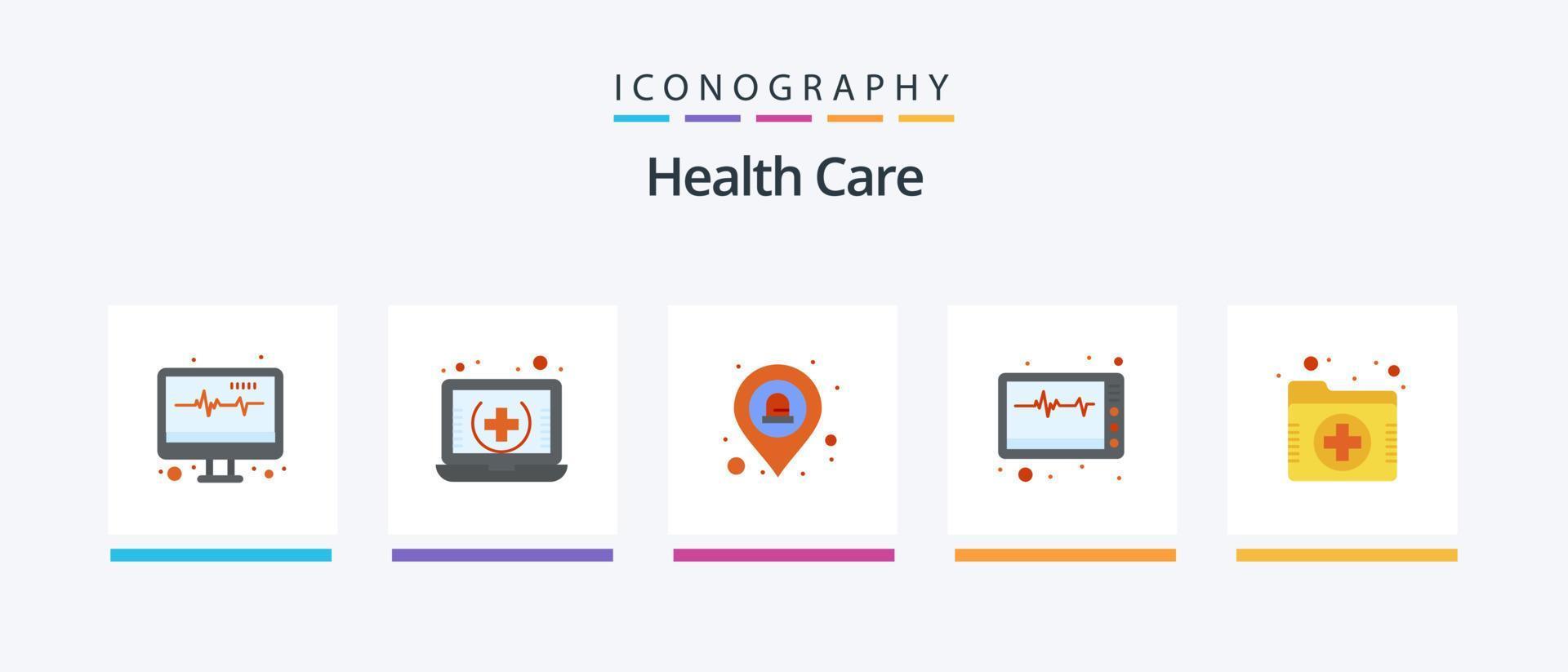 Health Care Flat 5 Icon Pack Including medical. ambulance location. pulse. machine. Creative Icons Design vector