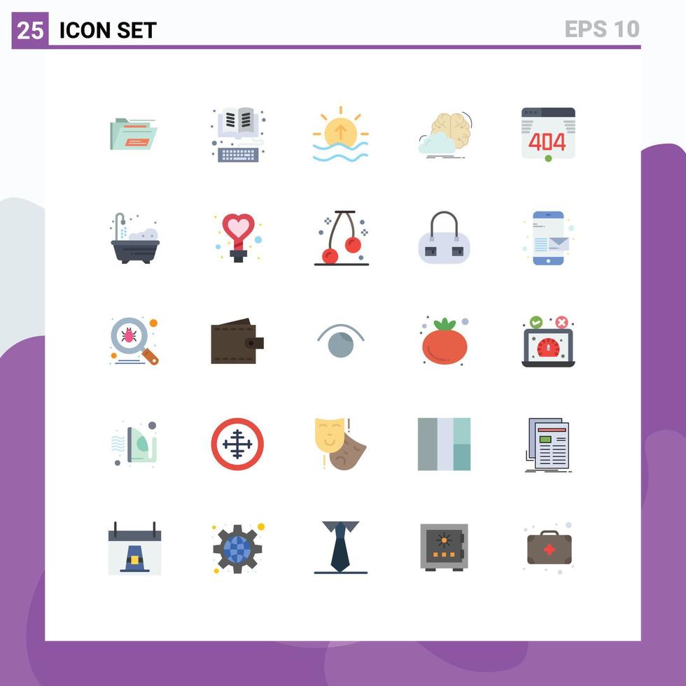 Mobile Interface Flat Color Set of 25 Pictograms of innovation creative online brainstorming shine Editable Vector Design Elements