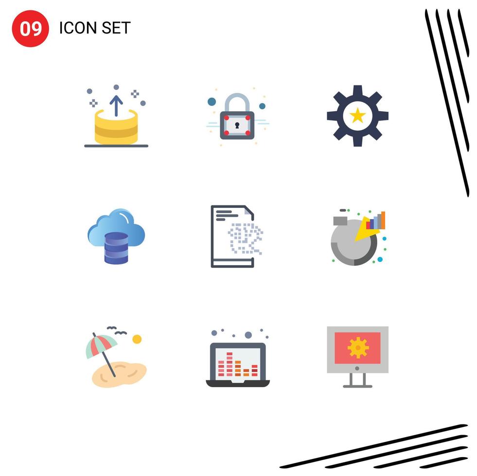 Modern Set of 9 Flat Colors Pictograph of file money hr computing skill Editable Vector Design Elements