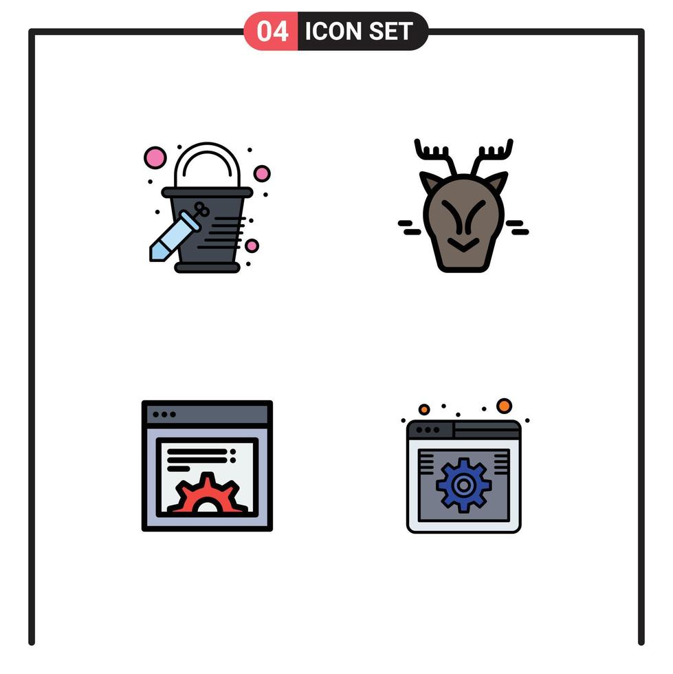 Set of 4 Modern UI Icons Symbols Signs for bucket web alpine reindeer online Editable Vector Design Elements