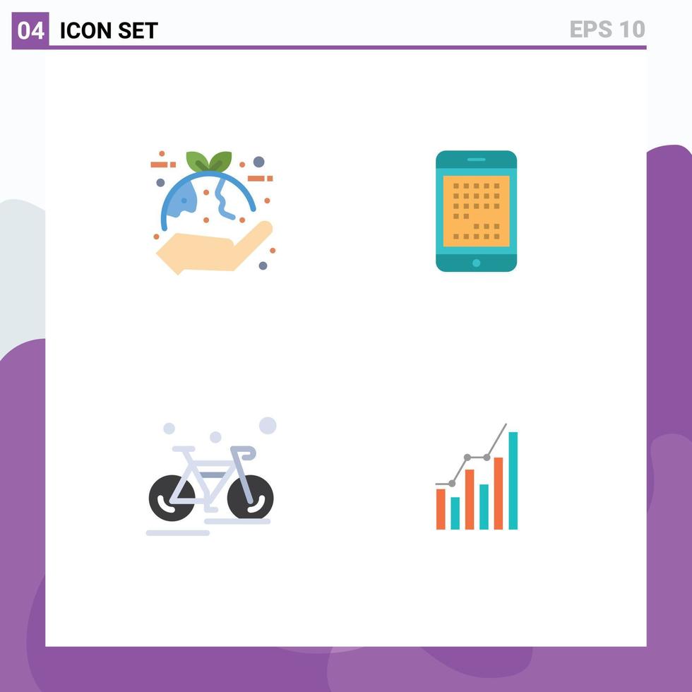 Set of 4 Modern UI Icons Symbols Signs for plant ipad hand computer bicycle Editable Vector Design Elements