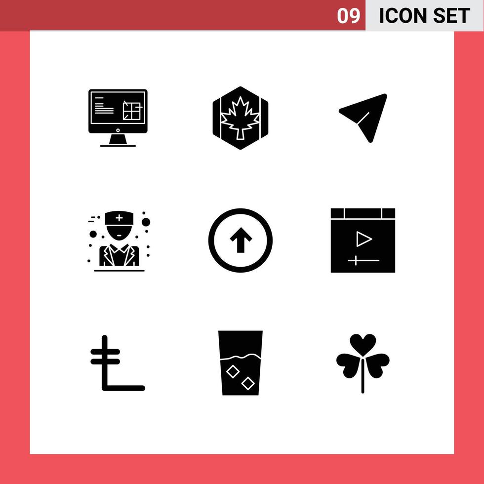 Universal Icon Symbols Group of 9 Modern Solid Glyphs of arrow male leaf doctor mouse Editable Vector Design Elements