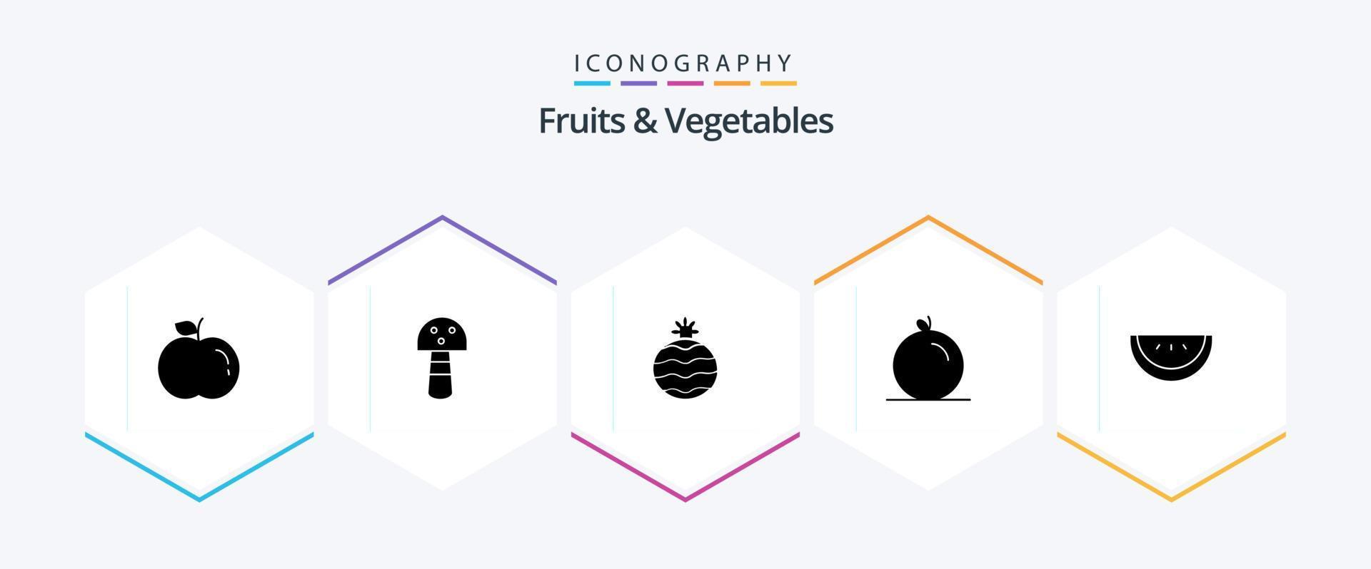 Fruits and Vegetables 25 Glyph icon pack including . orange. vector