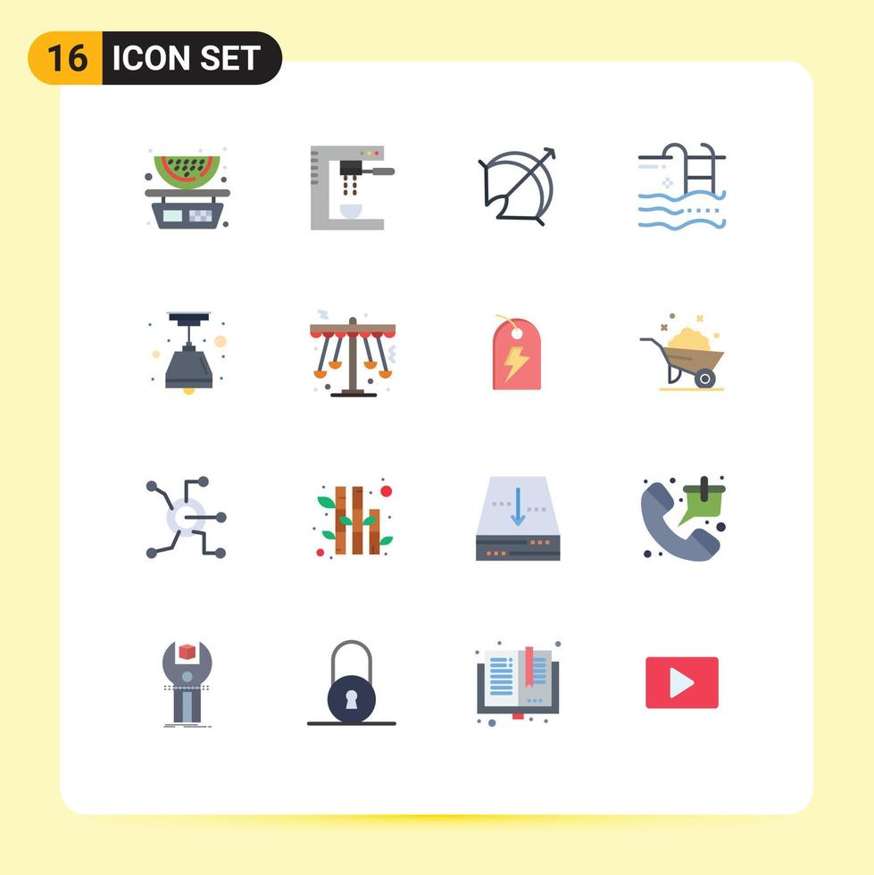 Universal Icon Symbols Group of 16 Modern Flat Colors of swimming pool machine holiday point Editable Pack of Creative Vector Design Elements
