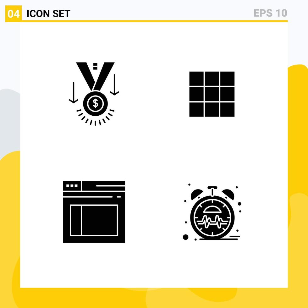 Group of 4 Solid Glyphs Signs and Symbols for award page winner gallery web Editable Vector Design Elements