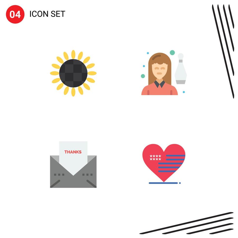 Group of 4 Modern Flat Icons Set for harvest envelope vegetables indoor message Editable Vector Design Elements