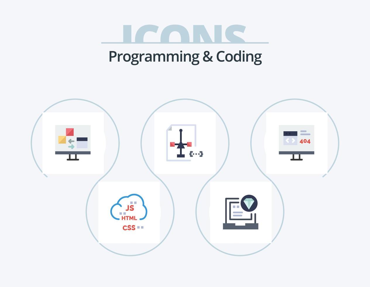 programación y codificación plano icono paquete 5 5 icono diseño. desarrollo. codificación. codificación. desarrollo. computadora vector