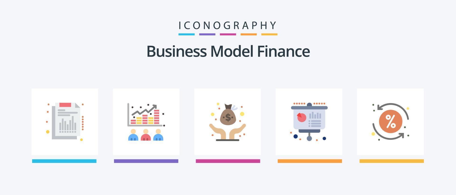 Finance Flat 5 Icon Pack Including presentation. education. stock. chart. venture. Creative Icons Design vector