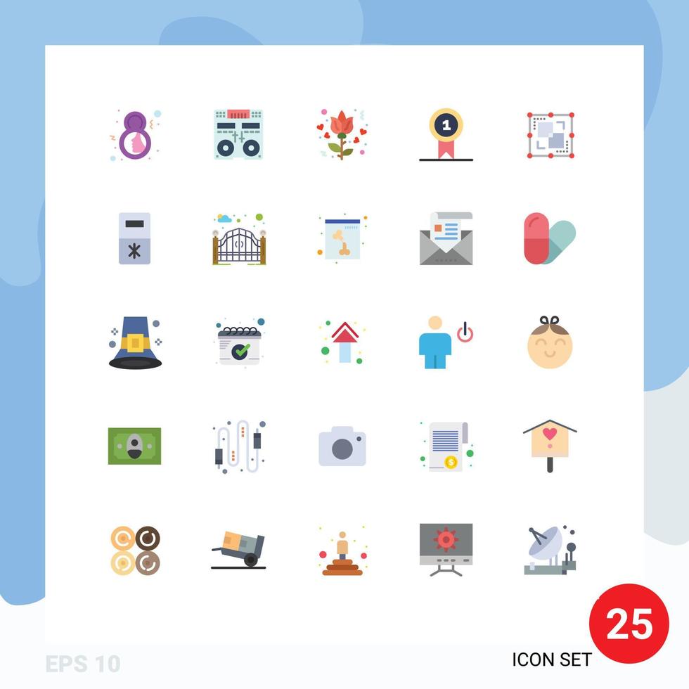 Flat Color Pack of 25 Universal Symbols of divide st mixer award rose Editable Vector Design Elements