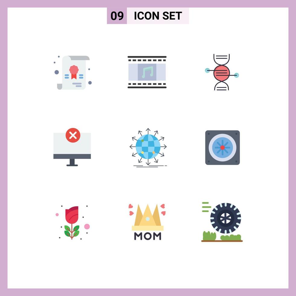9 Universal Flat Color Signs Symbols of network monitor healthcare hardware devices Editable Vector Design Elements