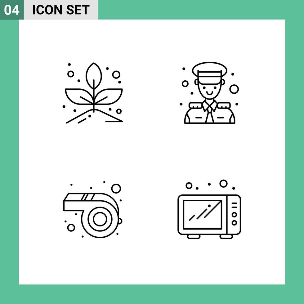 Set of 4 Modern UI Icons Symbols Signs for grow whistle captain transportation kitchen Editable Vector Design Elements