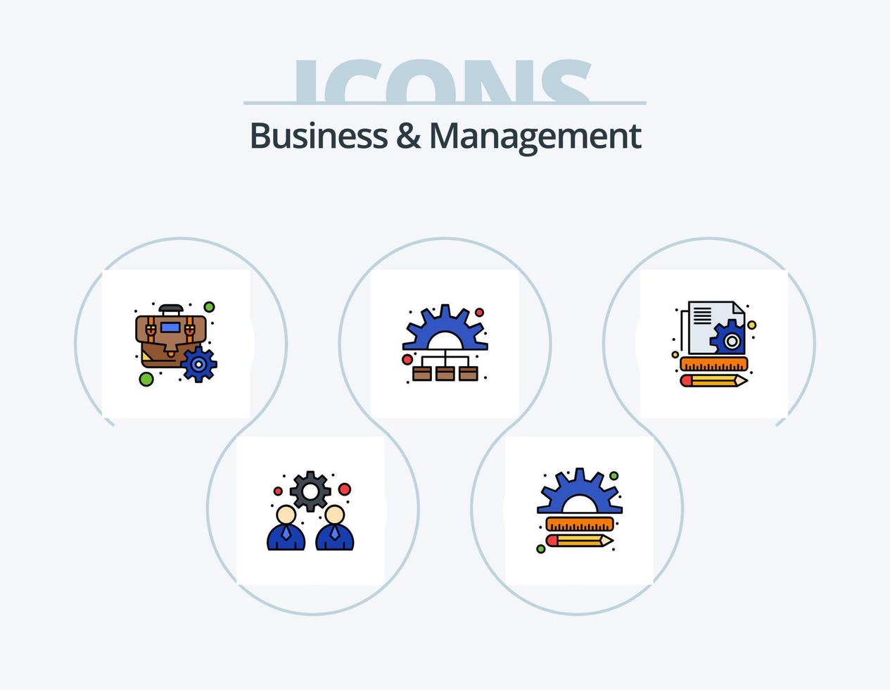 Business And Management Line Filled Icon Pack 5 Icon Design. economy. marketing. global. management. creative vector