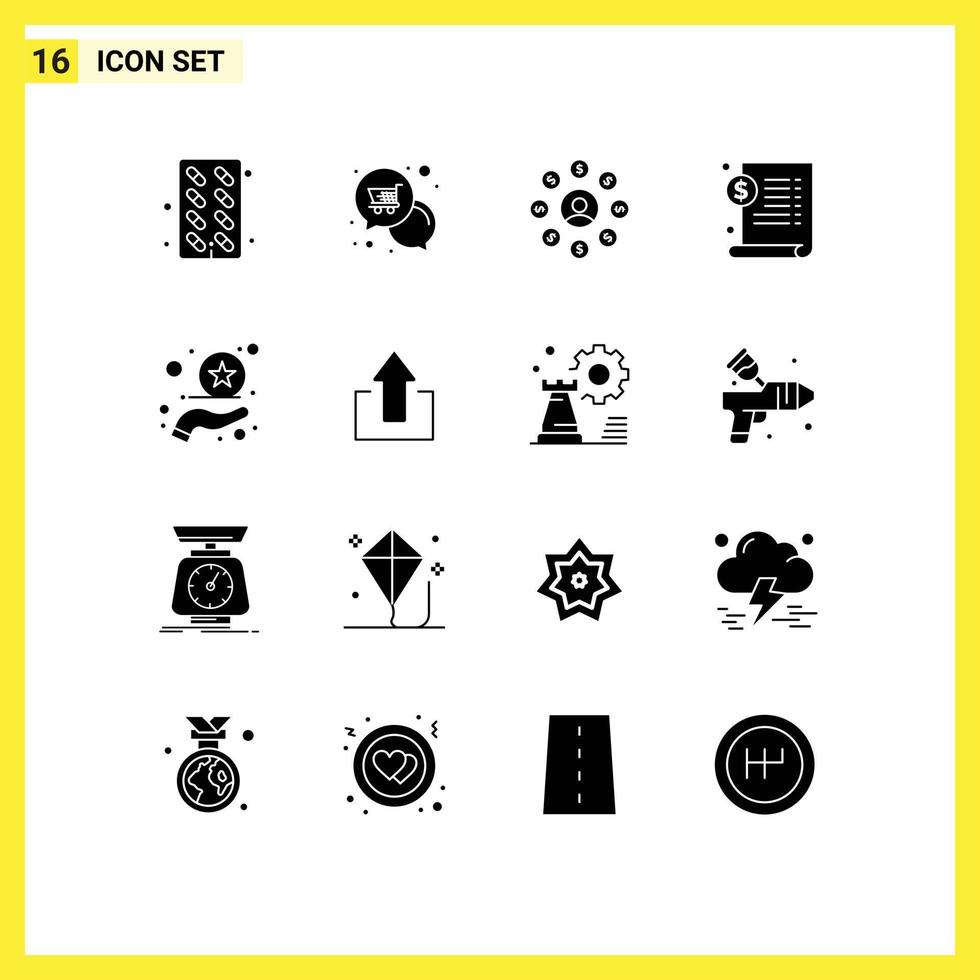 Solid Glyph Pack of 16 Universal Symbols of premium medical shopping file chain Editable Vector Design Elements