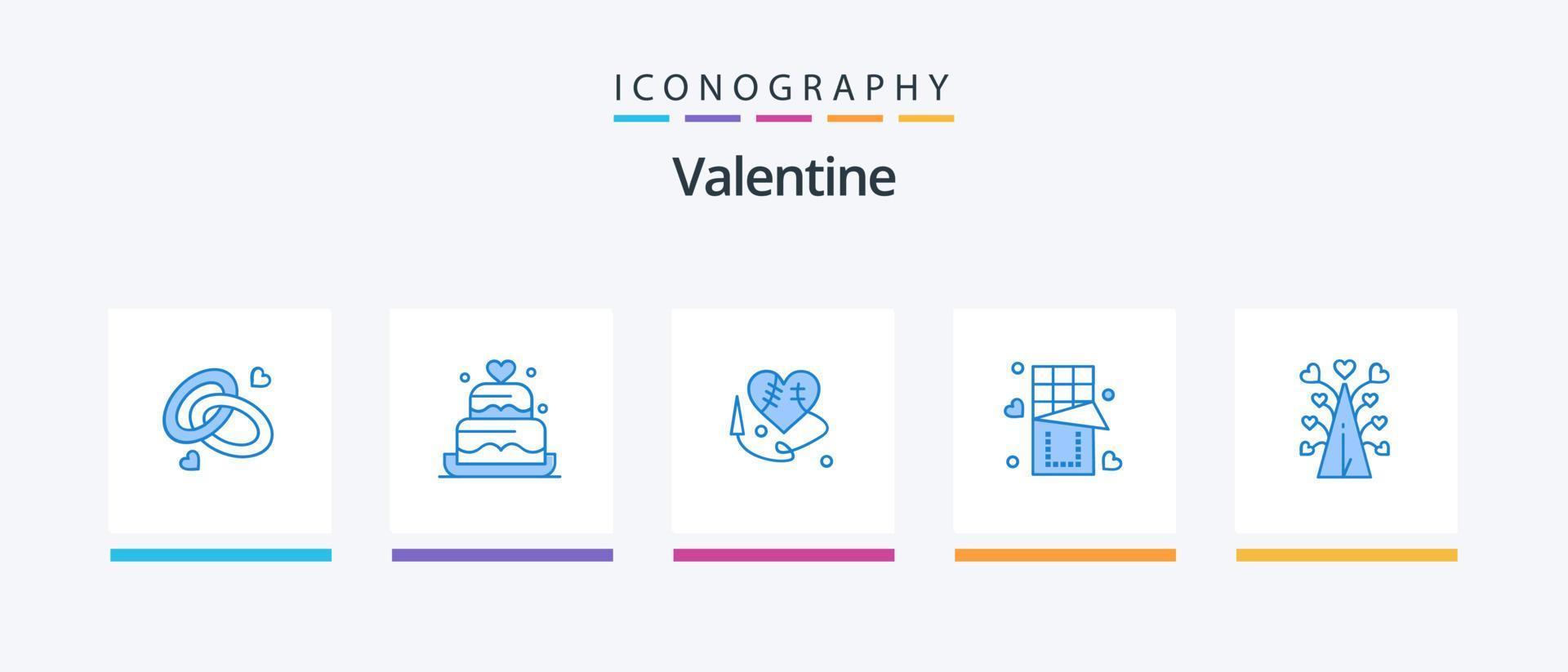 Valentine Blue 5 Icon Pack Including love. food. wedding. love.. Creative Icons Design vector