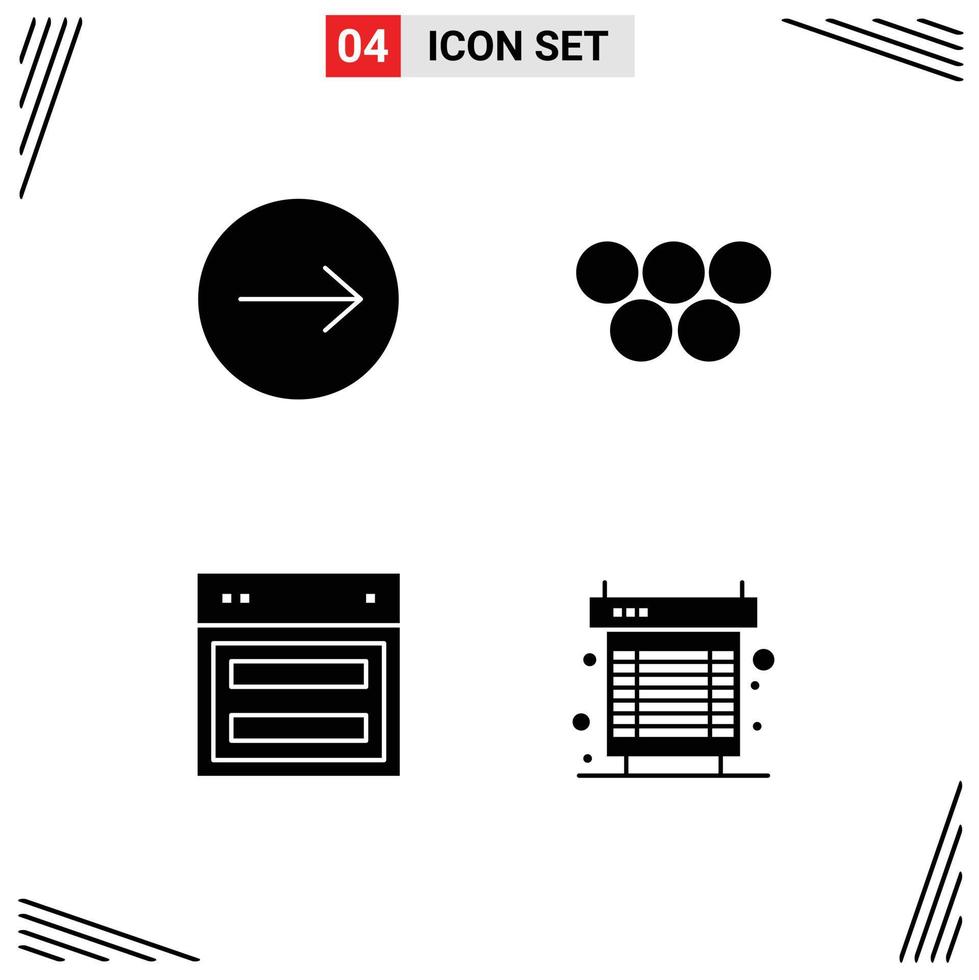 4 Universal Solid Glyphs Set for Web and Mobile Applications arrows site ancient olympic games website Editable Vector Design Elements