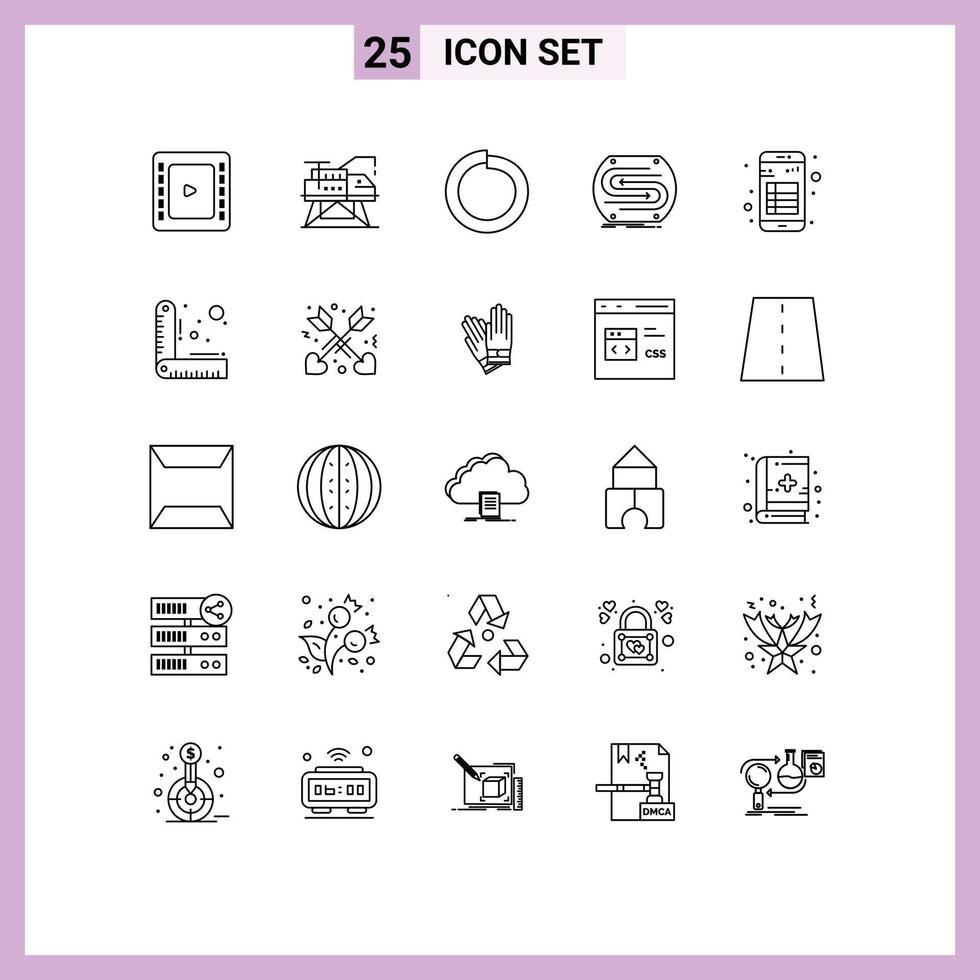 Set of 25 Modern UI Icons Symbols Signs for interface app spring pitch convergence Editable Vector Design Elements