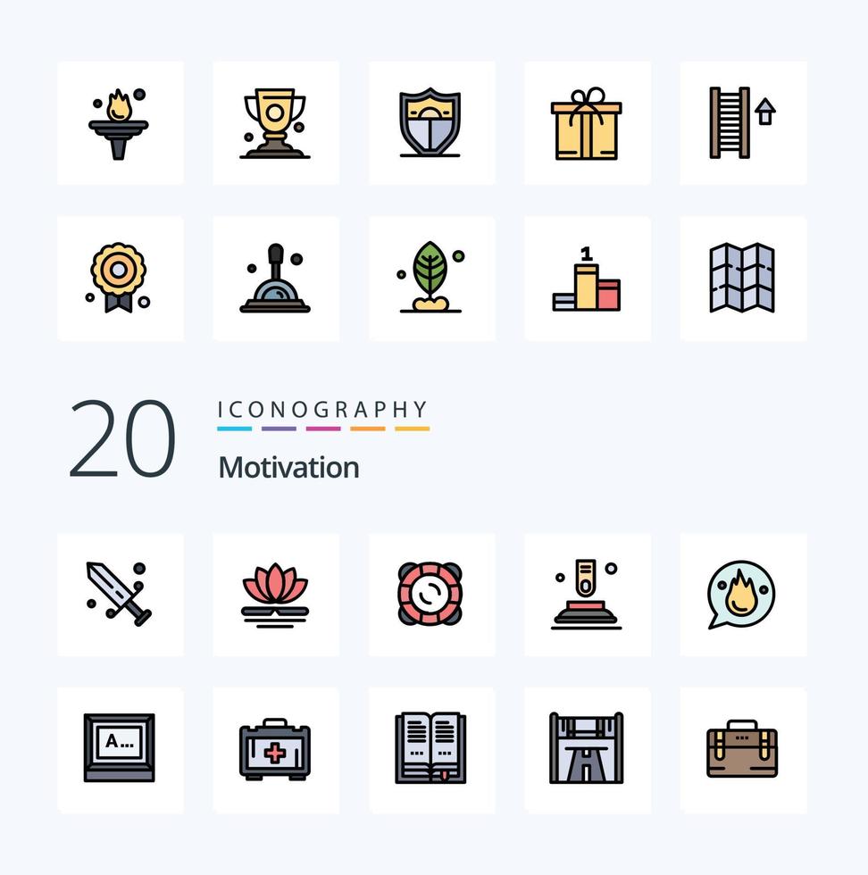 20 Motivation Line Filled Color icon Pack like career start protection finger press vector