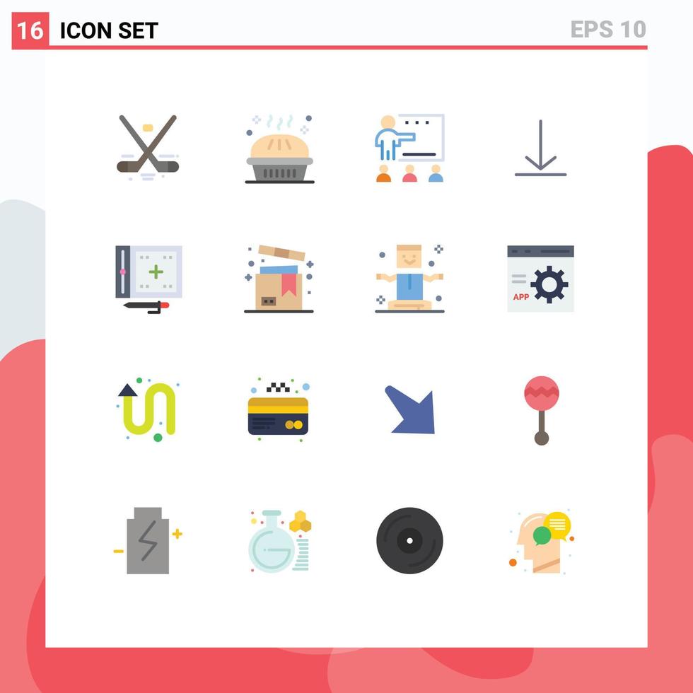 Group of 16 Modern Flat Colors Set for twitter download pie students people Editable Pack of Creative Vector Design Elements