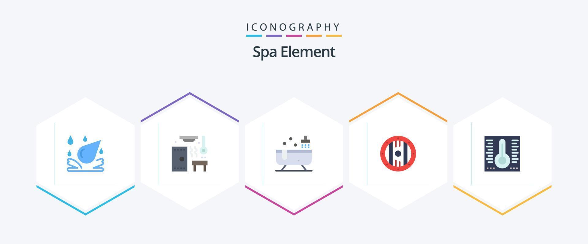 Spa Element 25 Flat icon pack including spa. mercury. bathtub. spa. game vector