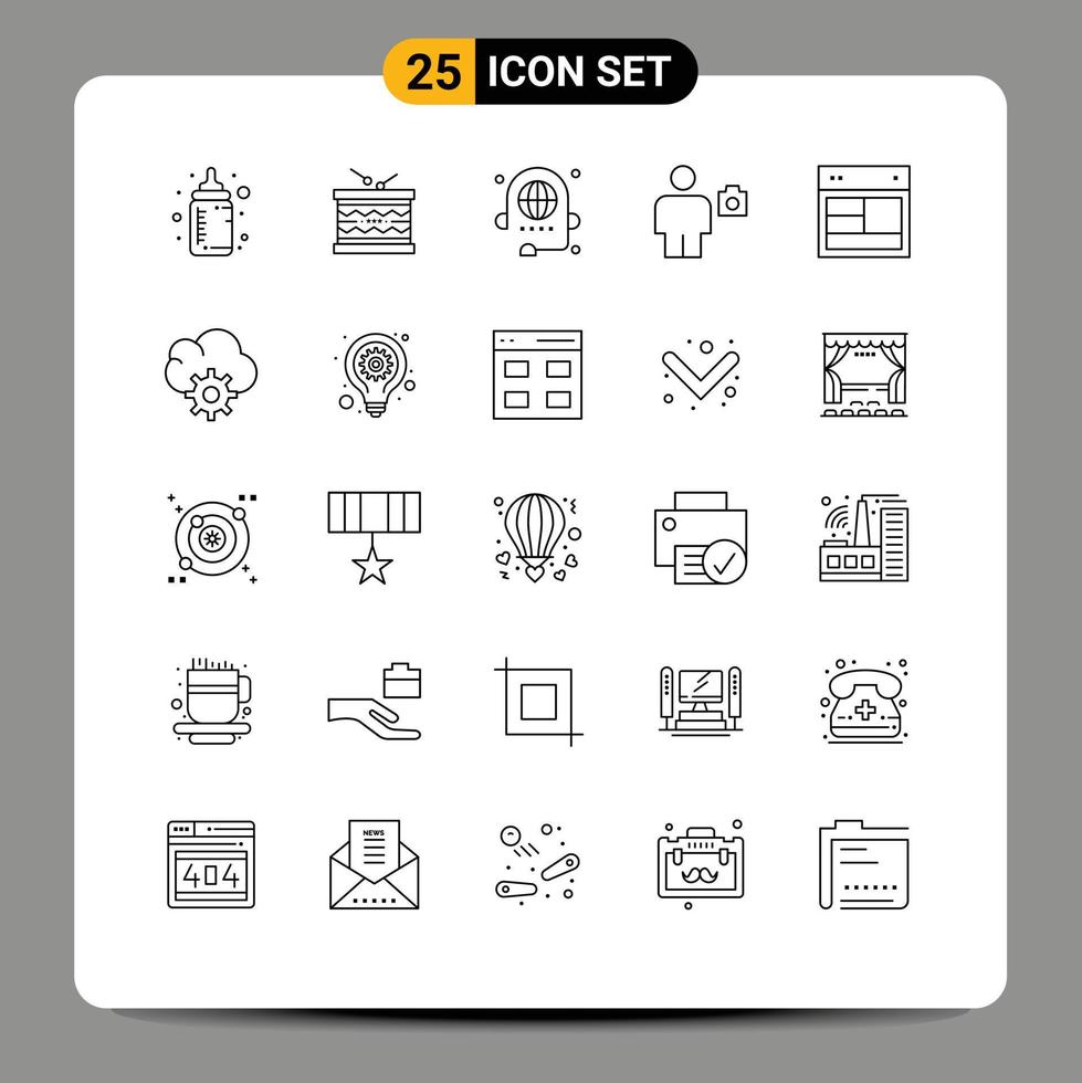 Set of 25 Modern UI Icons Symbols Signs for human body st avatar discussion Editable Vector Design Elements