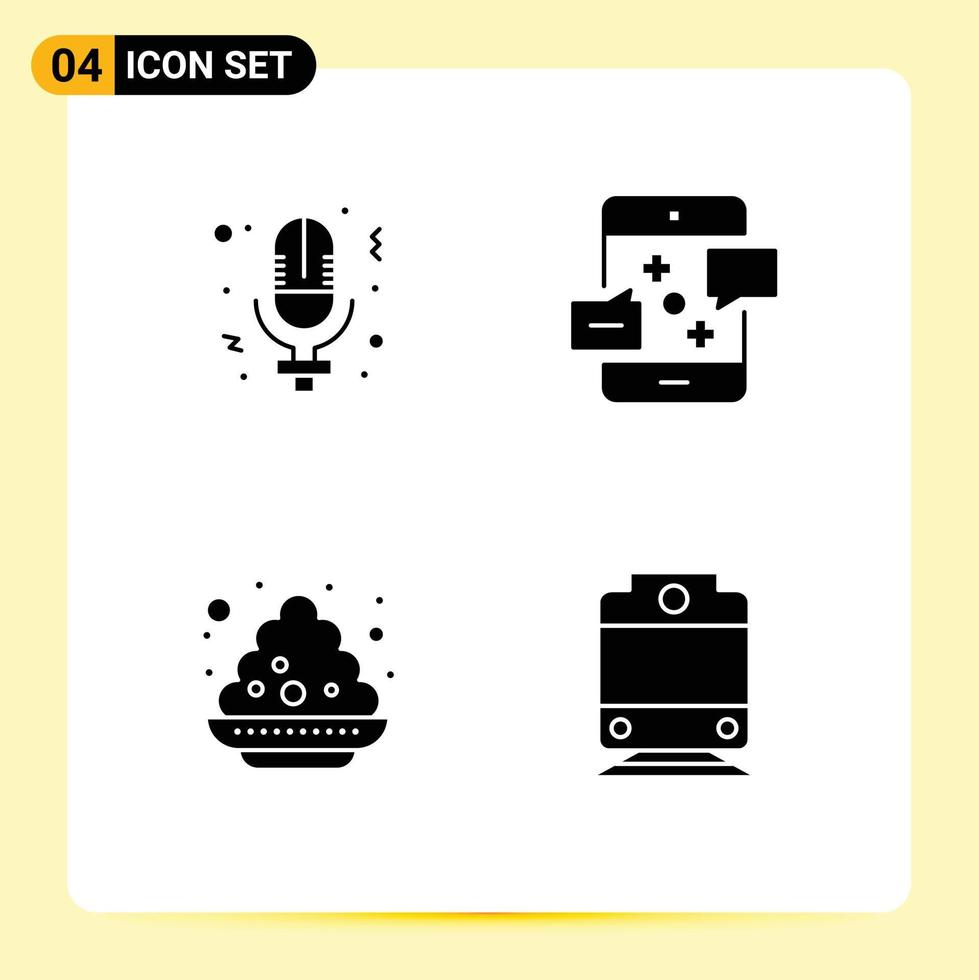Set of 4 Modern UI Icons Symbols Signs for day colour women email india Editable Vector Design Elements