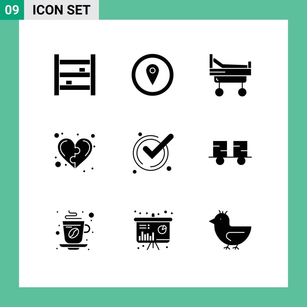 9 Creative Icons Modern Signs and Symbols of accept heart map marker health development Editable Vector Design Elements