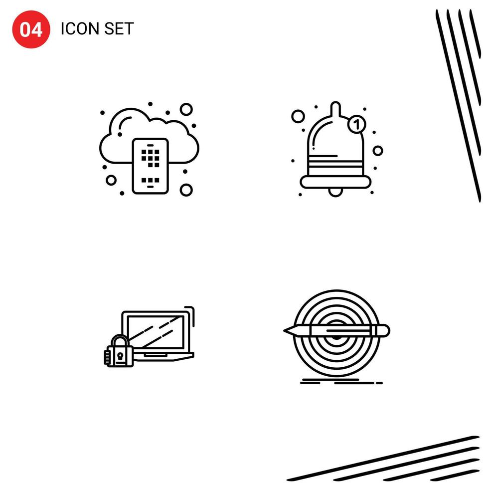 Pictogram Set of 4 Simple Filledline Flat Colors of backup security server sound login Editable Vector Design Elements