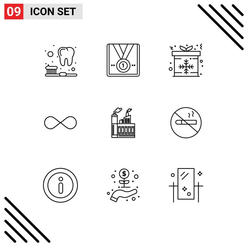 Mobile Interface Outline Set of 9 Pictograms of industry cryptocurrency present crypto infinite coin Editable Vector Design Elements