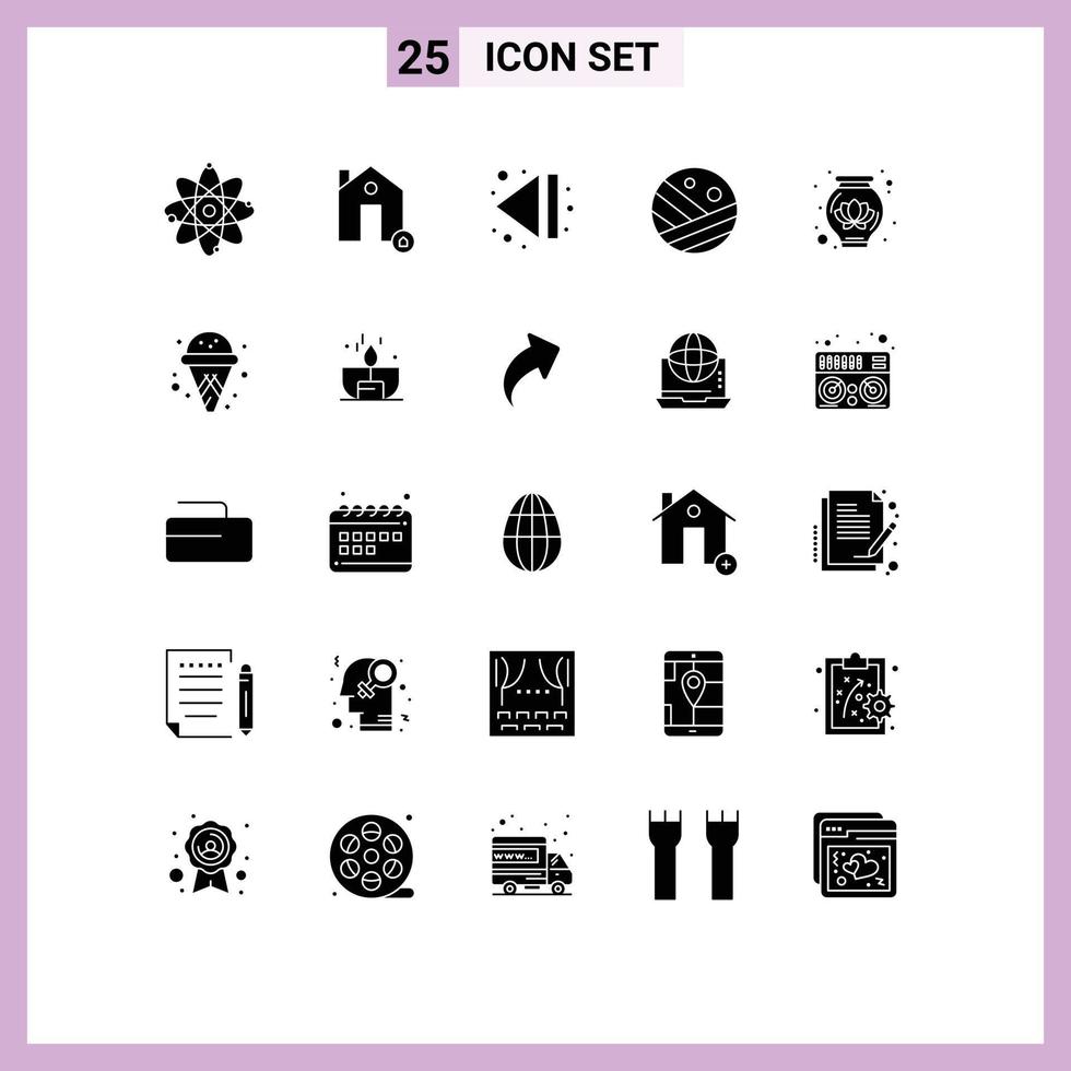 25 Universal Solid Glyphs Set for Web and Mobile Applications pot protein protect proceed multimedia Editable Vector Design Elements