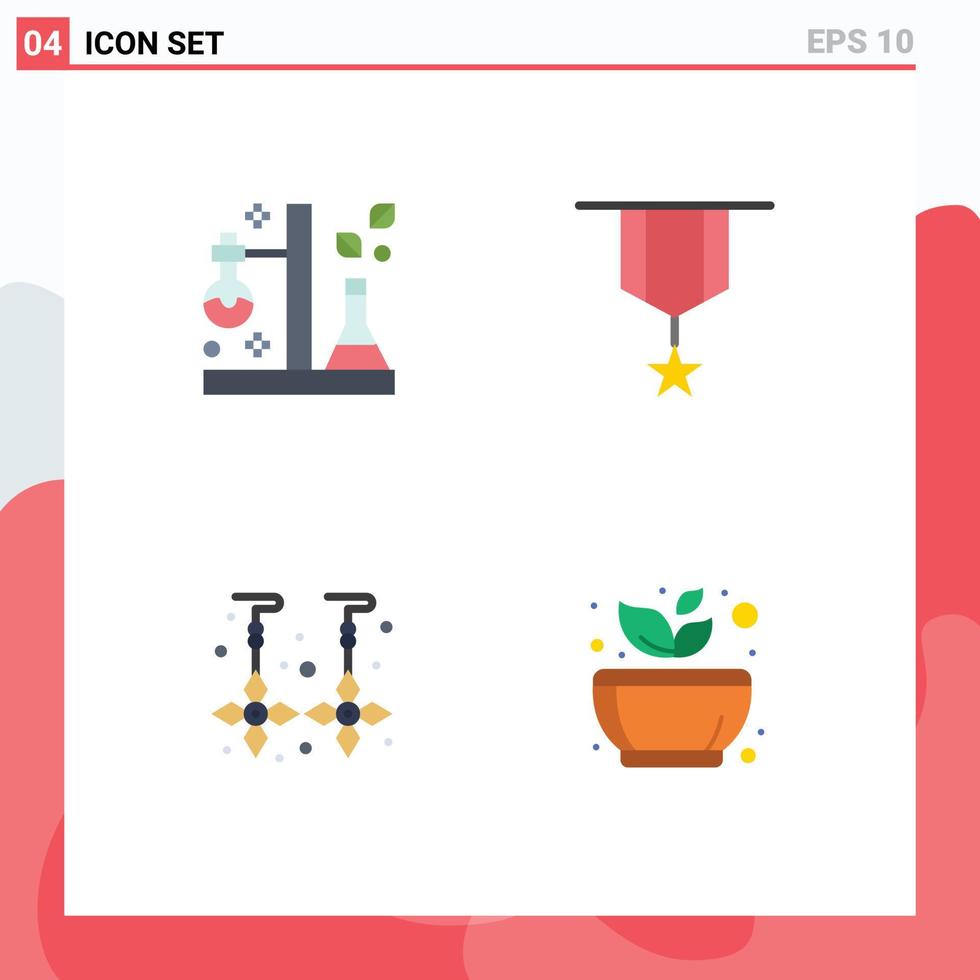 4 Creative Icons Modern Signs and Symbols of chemistry plain test decoration earrings Editable Vector Design Elements