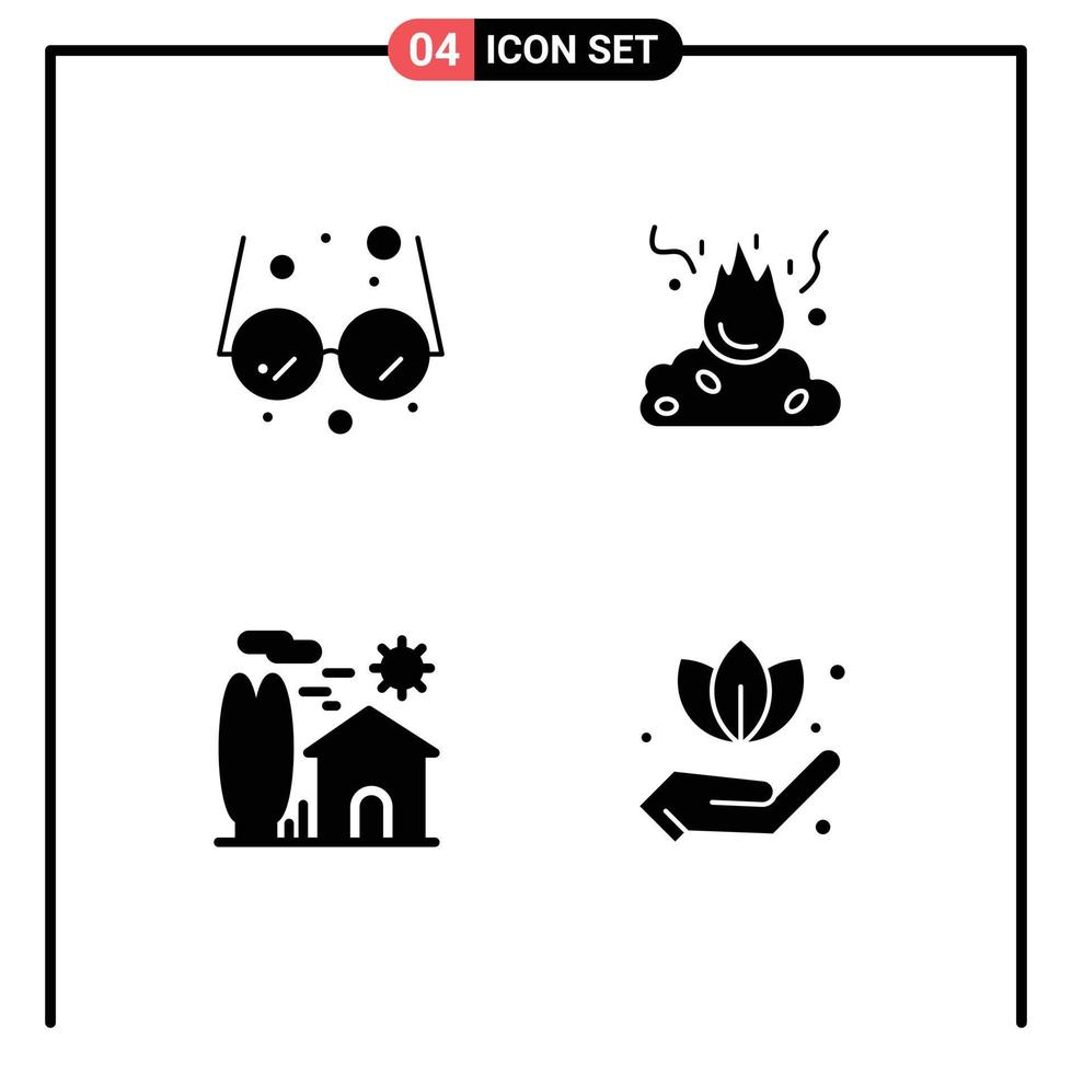 4 Creative Icons Modern Signs and Symbols of school house burn pollution real Editable Vector Design Elements