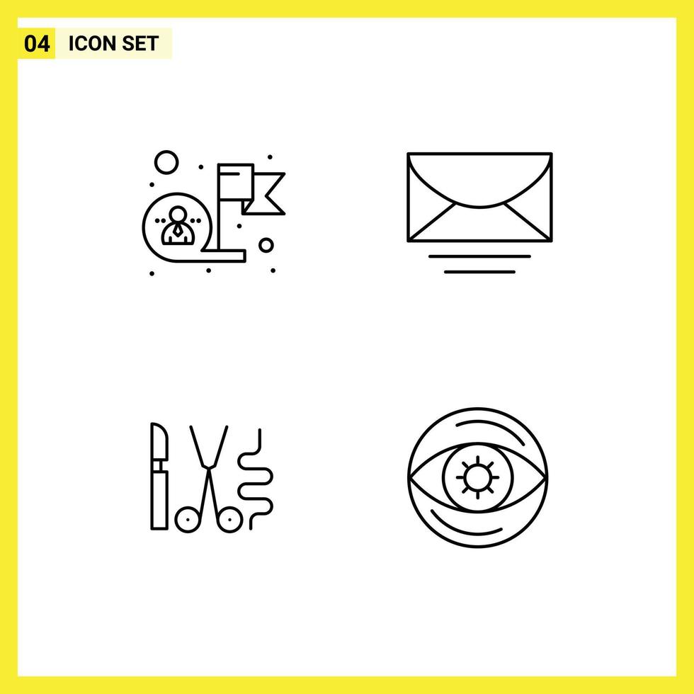 4 Creative Icons Modern Signs and Symbols of achievement instruments success email tools Editable Vector Design Elements