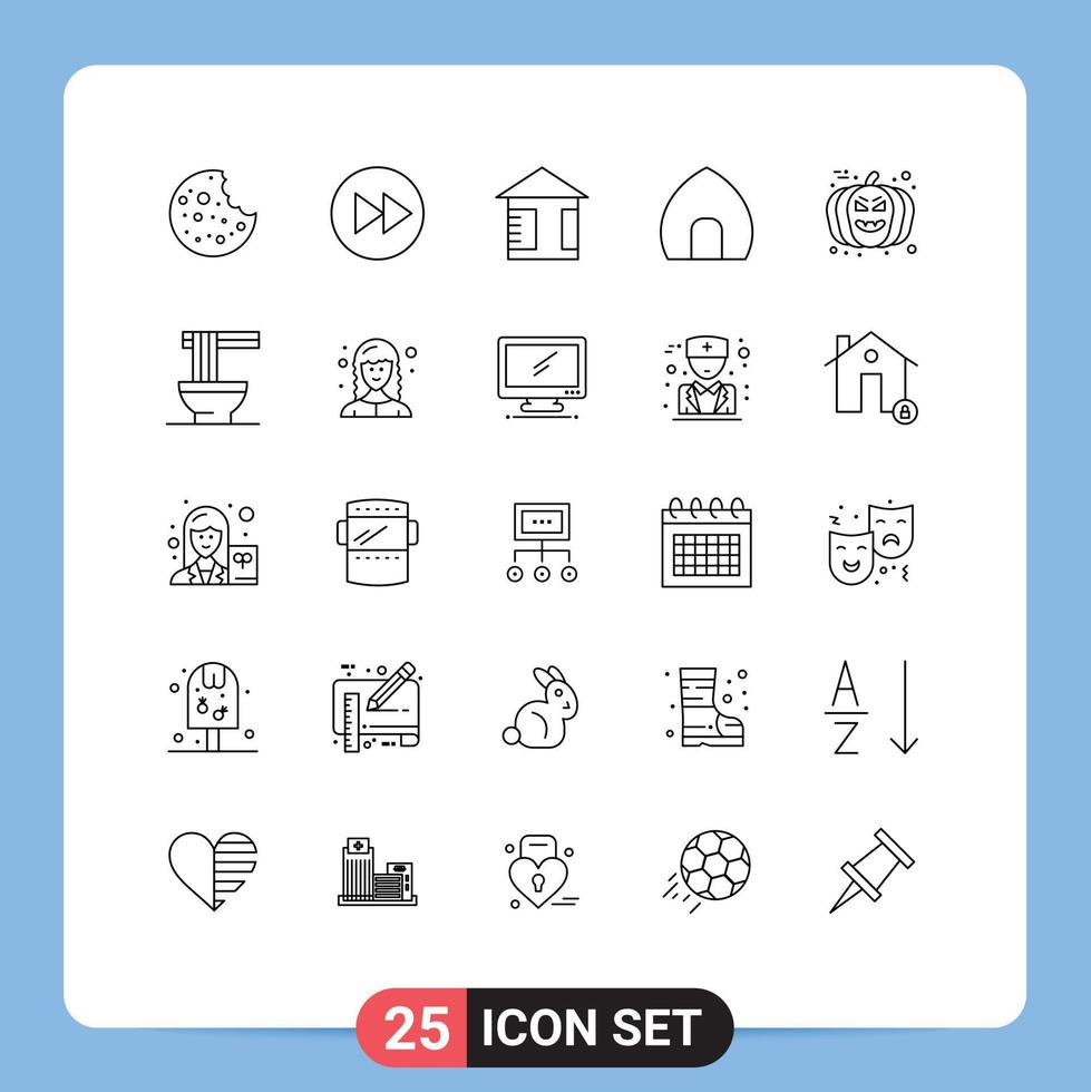 Set of 25 Modern UI Icons Symbols Signs for halloween museum advertising historical building building Editable Vector Design Elements