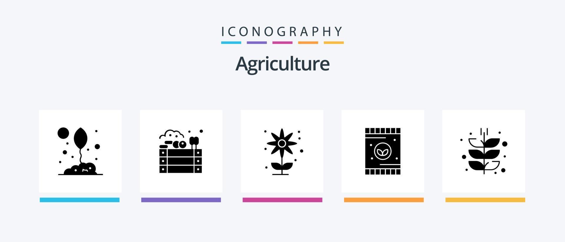 Agriculture Glyph 5 Icon Pack Including agriculture. plant. farming. fertilizer. garden. Creative Icons Design vector