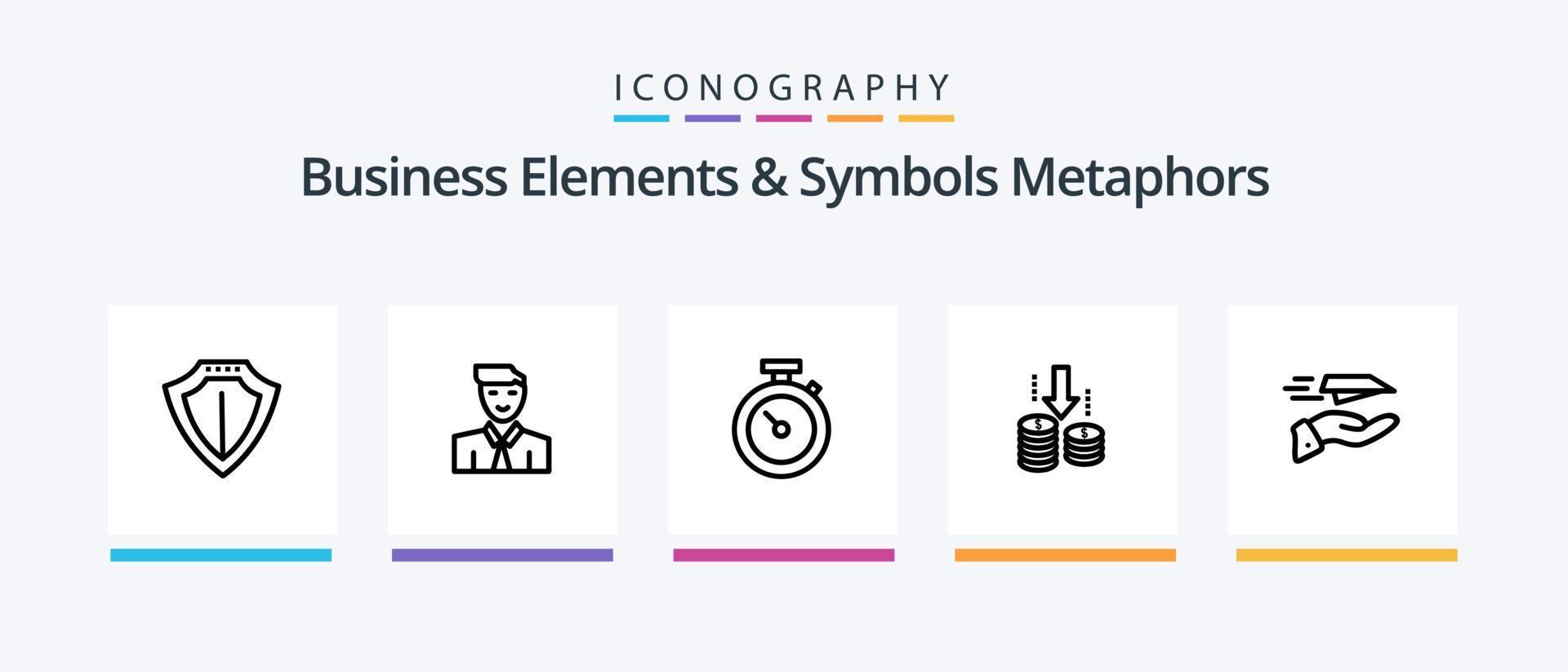 Business Elements And Symbols Metaphors Line 5 Icon Pack Including light. analysis. insurance. fund. money. Creative Icons Design vector