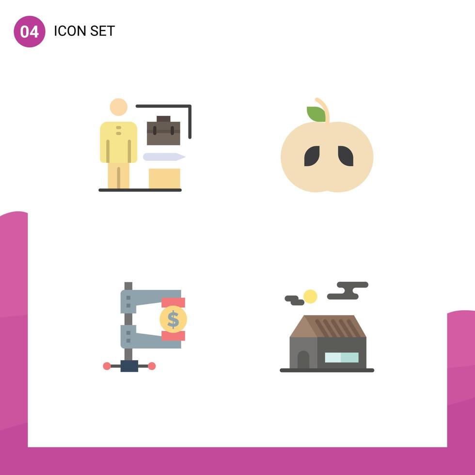 Set of 4 Commercial Flat Icons pack for abilities income businessman fruit reform Editable Vector Design Elements