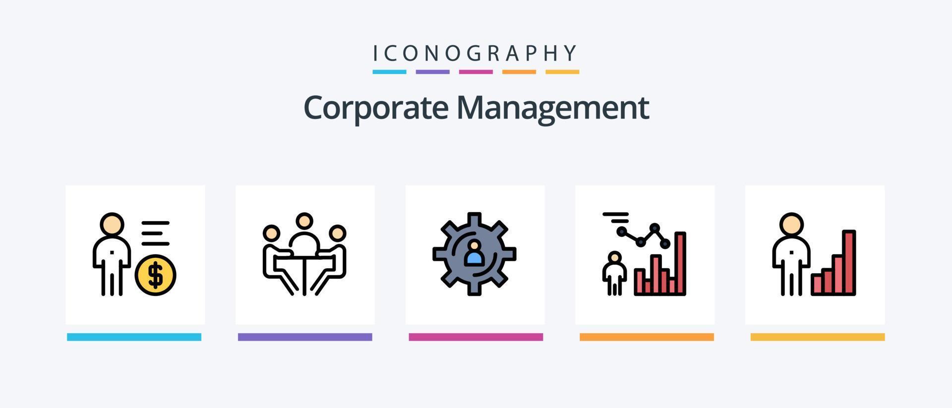 Corporate Management Line Filled 5 Icon Pack Including people. leader. website. group. corporate management. Creative Icons Design vector