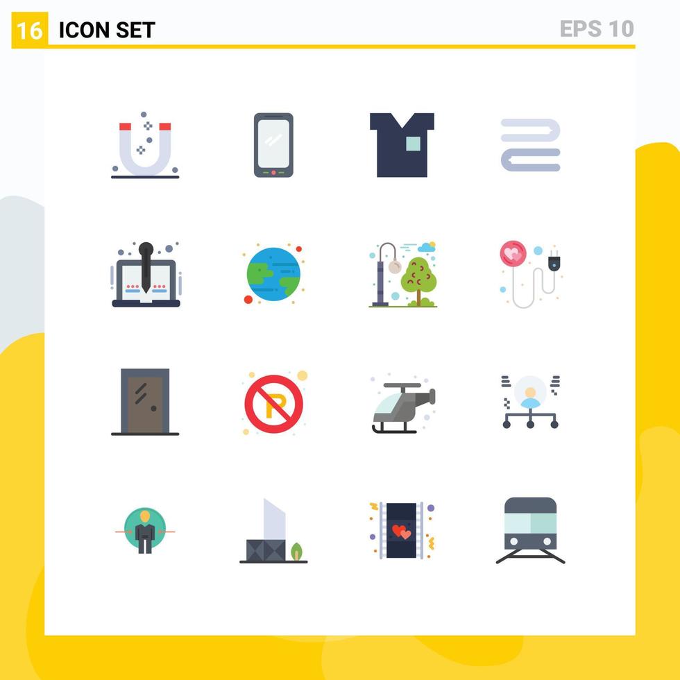 16 Universal Flat Color Signs Symbols of towel clean android t shirt fashion Editable Pack of Creative Vector Design Elements