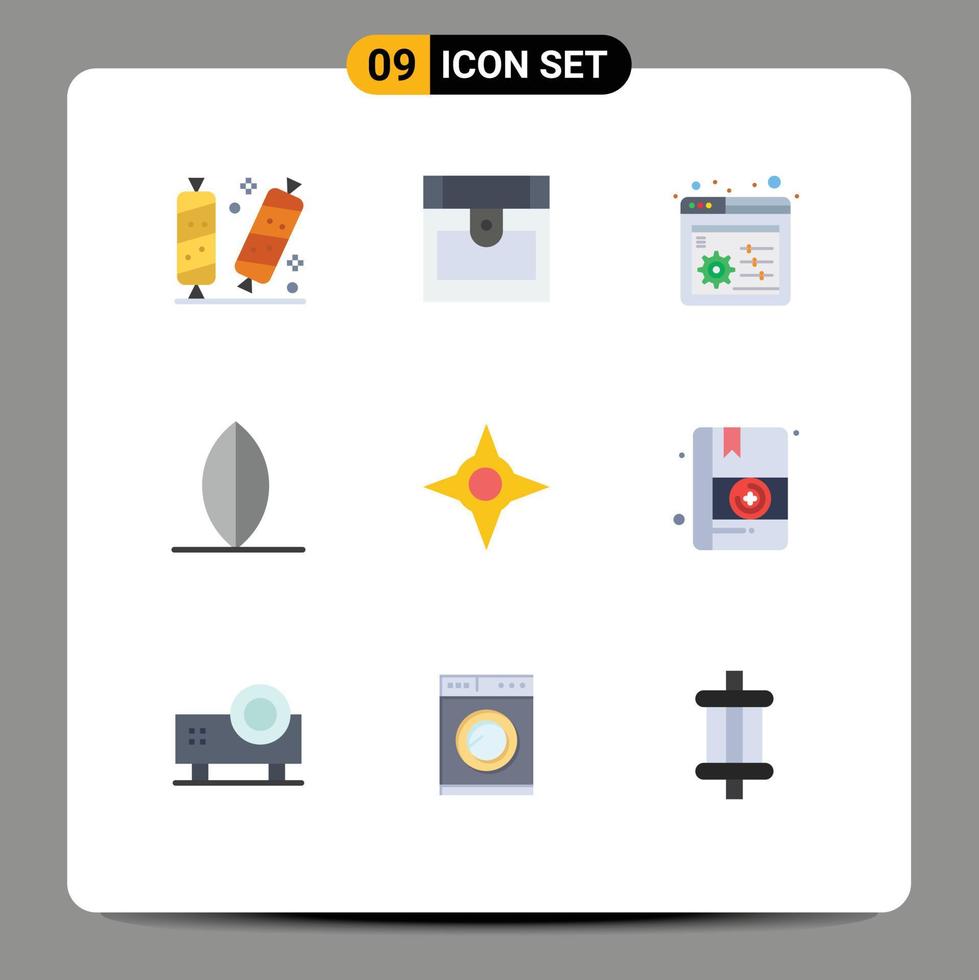 Modern Set of 9 Flat Colors Pictograph of medical navigation web control compass surf Editable Vector Design Elements