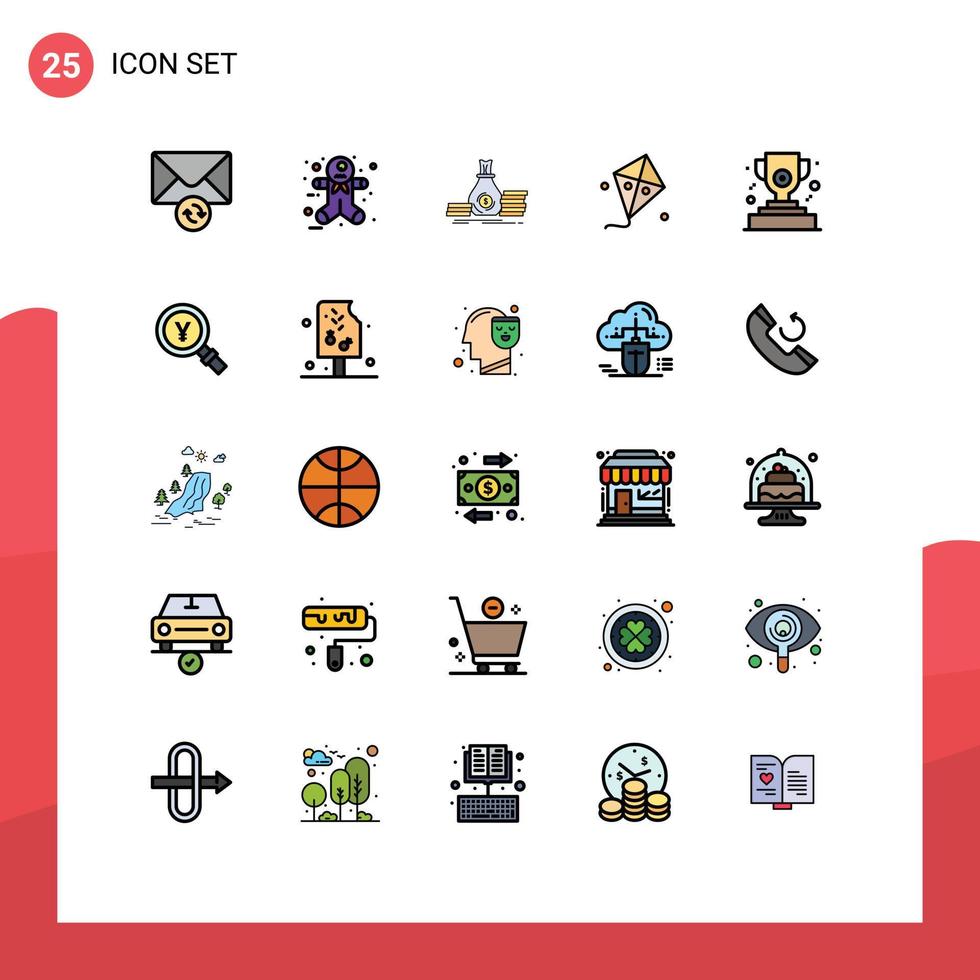 Modern Set of 25 Filled line Flat Colors Pictograph of winner award investment spring easter Editable Vector Design Elements