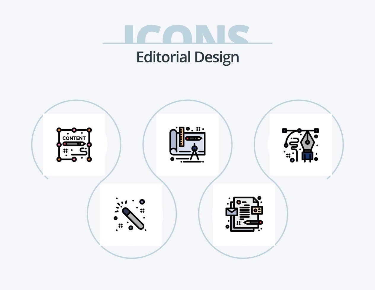 Editorial Design Line Filled Icon Pack 5 Icon Design. sketch. design. documents. bulb. design vector