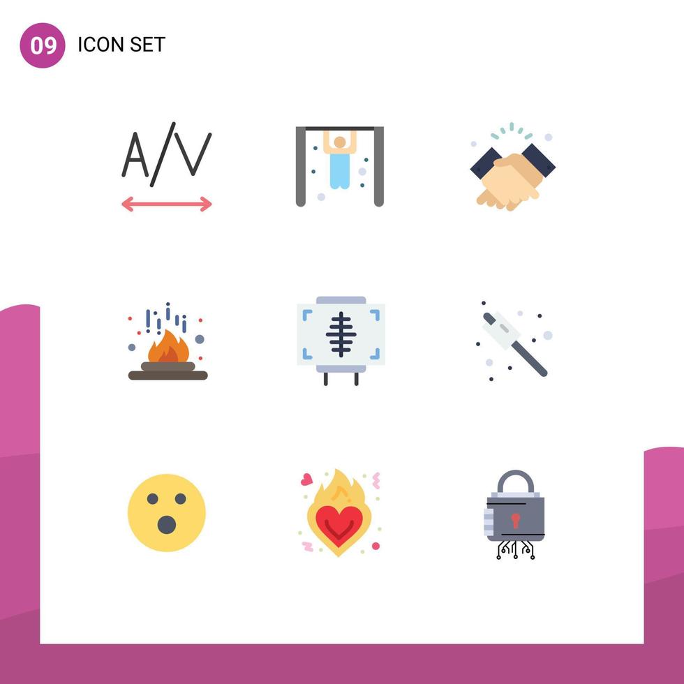 Flat Color Pack of 9 Universal Symbols of form disease muslim science heat Editable Vector Design Elements
