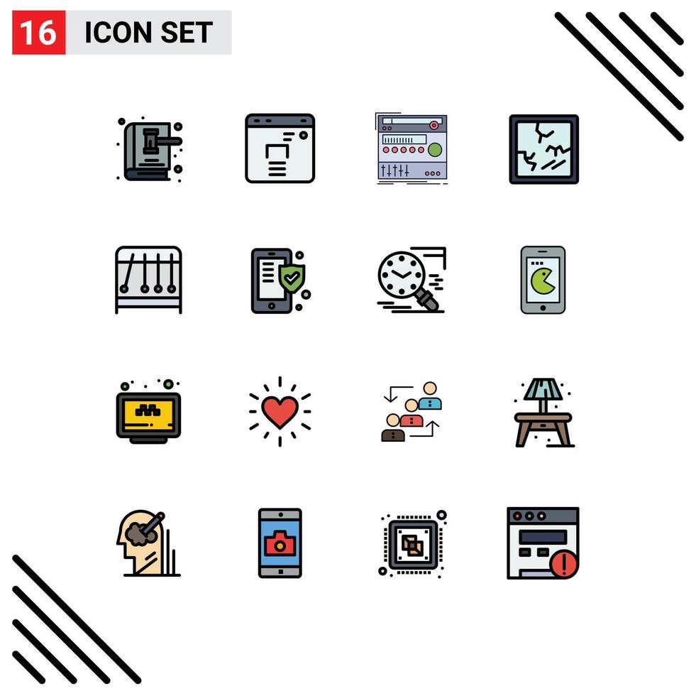 Set of 16 Modern UI Icons Symbols Signs for pendulum mirror rack halloween studio Editable Creative Vector Design Elements