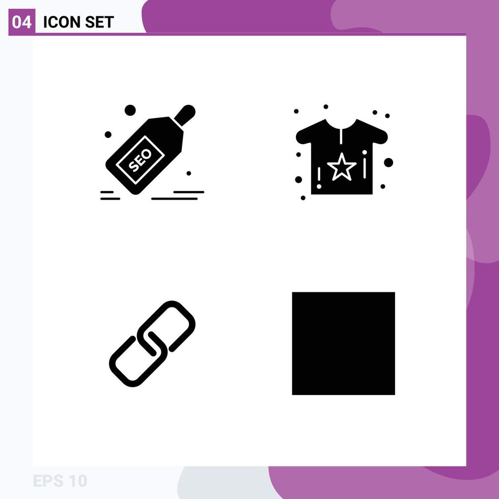 Group of 4 Solid Glyphs Signs and Symbols for seo clip discount body pin Editable Vector Design Elements