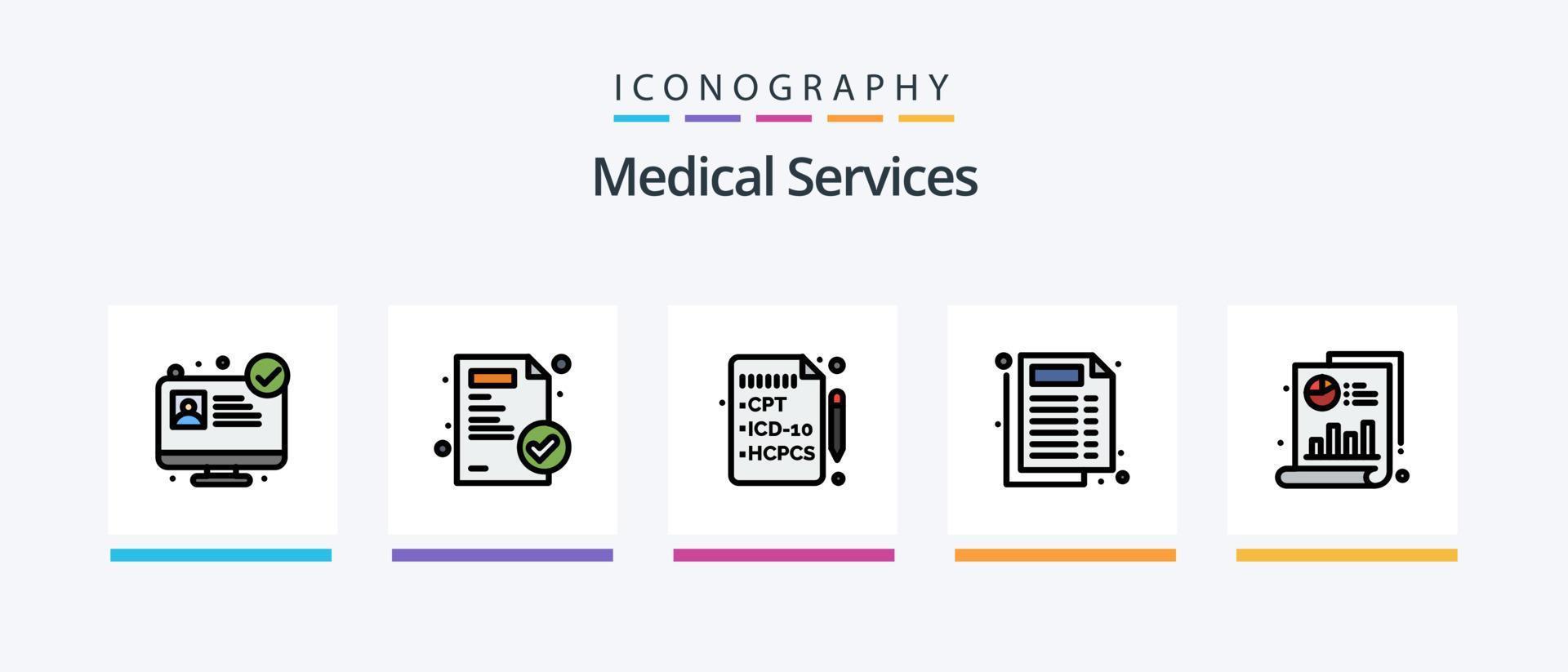 médico servicios línea lleno 5 5 icono paquete incluso médico. doctor. hospital. documento. médico. creativo íconos diseño vector